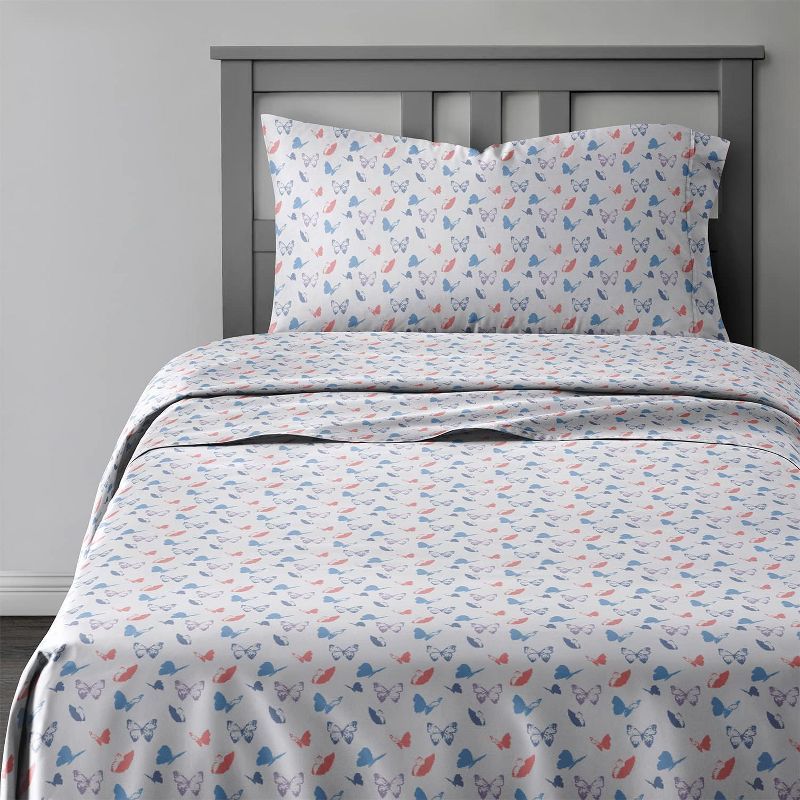 Twin Butterfly Print Microfiber Kids Bedding Set