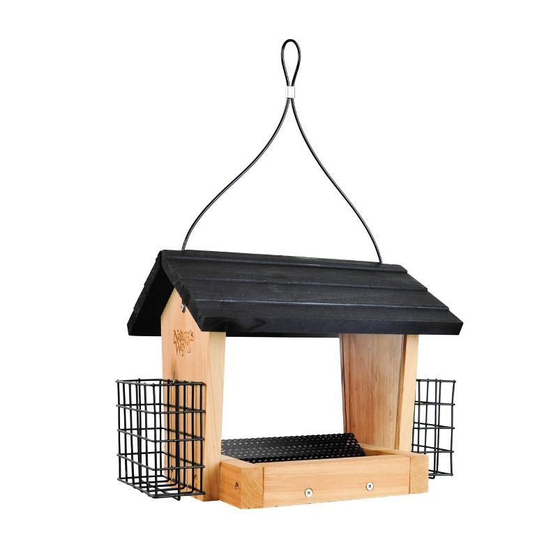 Nature's Way Cedar Hopper Bird Feeder with Suet Cages