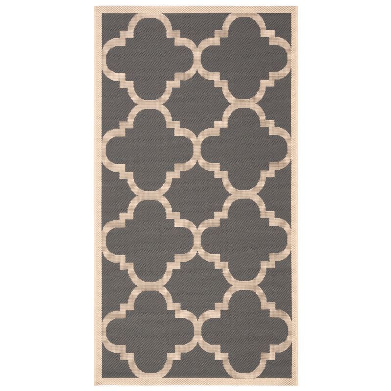 Elegant Grey and Beige Synthetic Flat Woven Indoor/Outdoor Rug - 2' x 3'7"