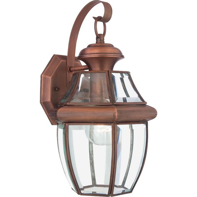 Aged Copper 12-Inch Outdoor Wall Lantern with Clear Glass