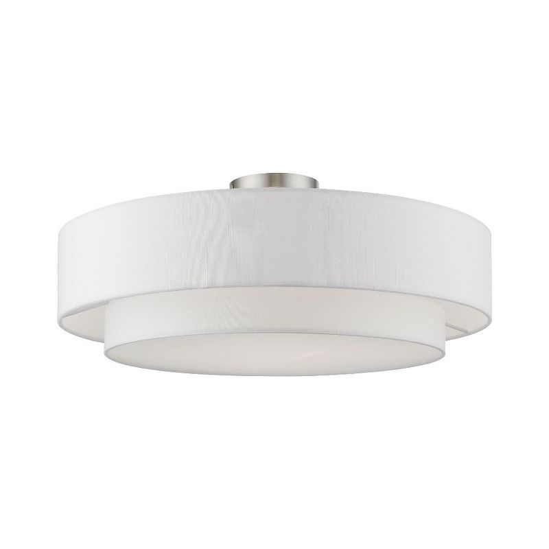 Meridian 22" Brushed Nickel Glass Drum Semi-Flush Mount