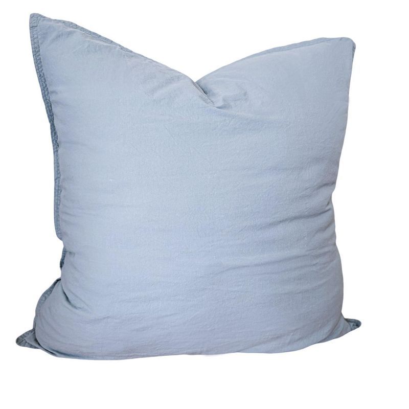 Powder Blue Stonewashed Cotton Percale Pillow 26x26