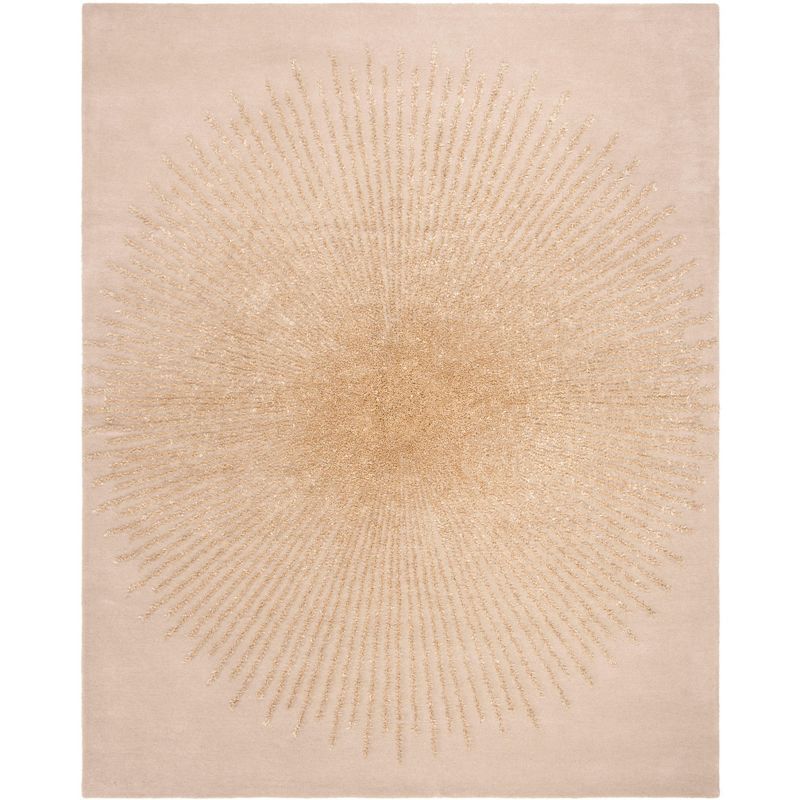 Beige and Gold Hand-Tufted Wool and Viscose 6' x 9' Area Rug