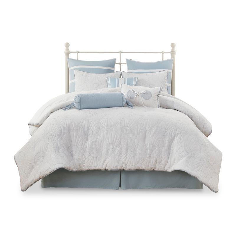 King Blue and White Cotton Coastal Comforter Set