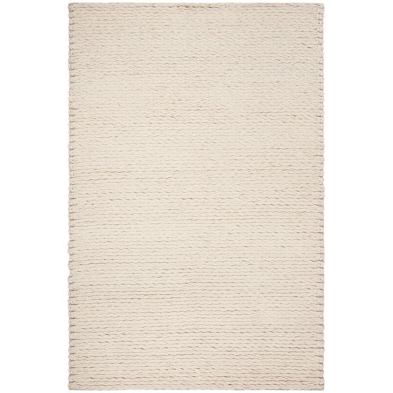 Ivory Braided Handmade Wool and Synthetic 8' x 10' Area Rug