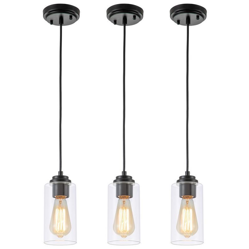 Black and Nickel Mini Pendant Light with Clear Glass Shade