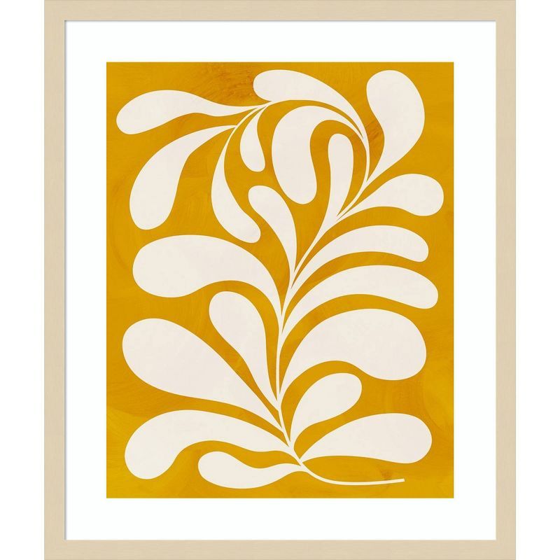 Goldenrod and Cream Botanical Wood Framed Wall Art Print