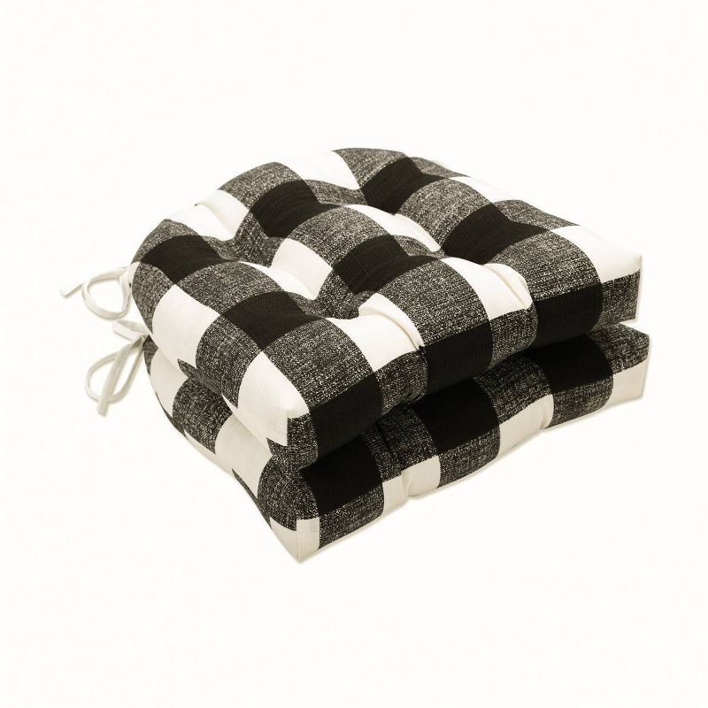 Modern Farmhouse Black and White Buffalo Check Patio Chair Cushion