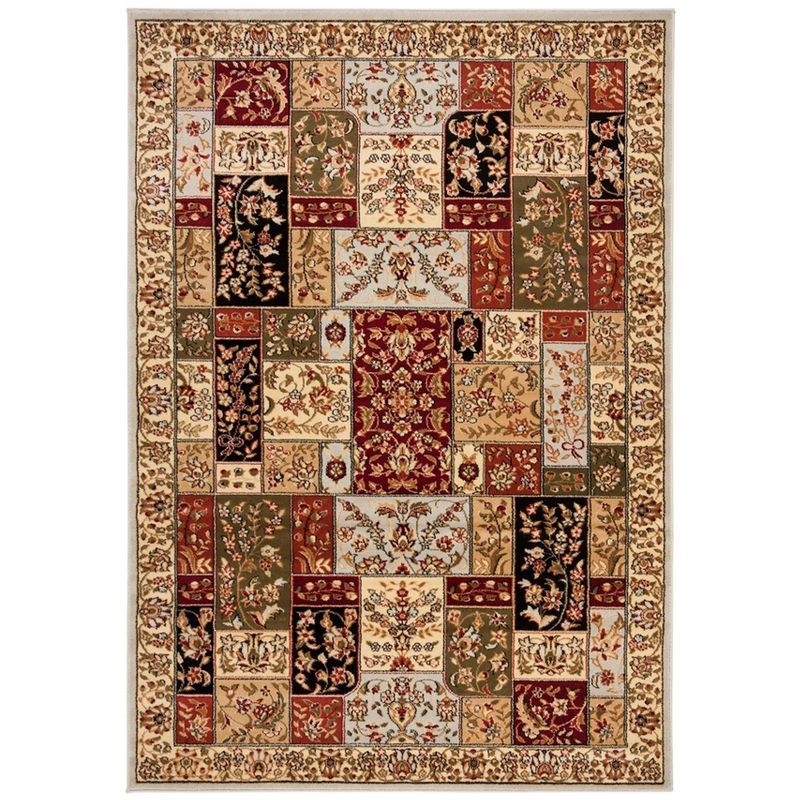 Grey and Multicolor Floral 4' x 6' Synthetic Area Rug