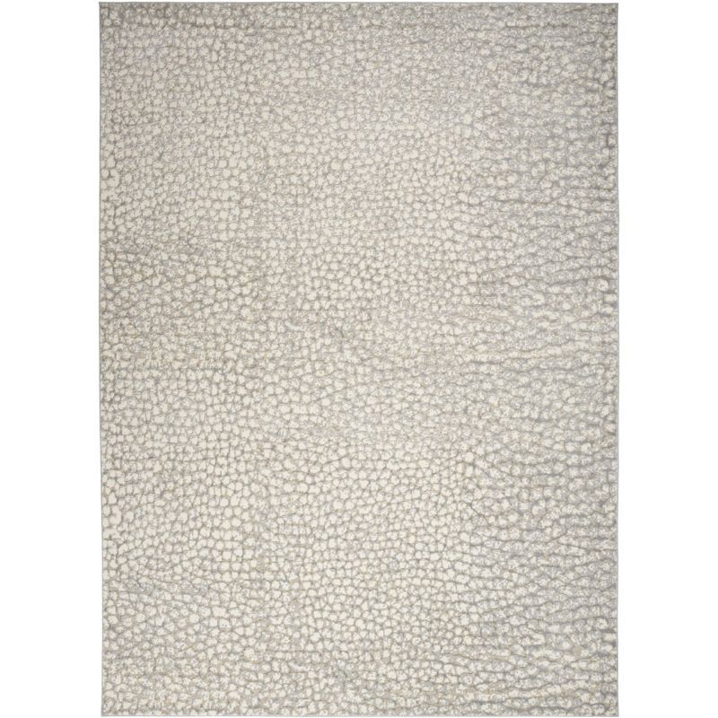 Ivory and Beige Abstract Synthetic Area Rug 8'6" x 11'6"