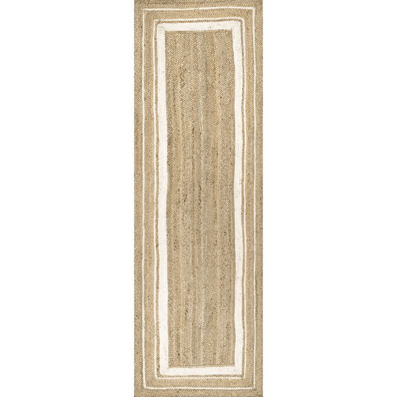 Coastal Elegance Off-White Braided Jute 2' 6" x 10' Runner Rug