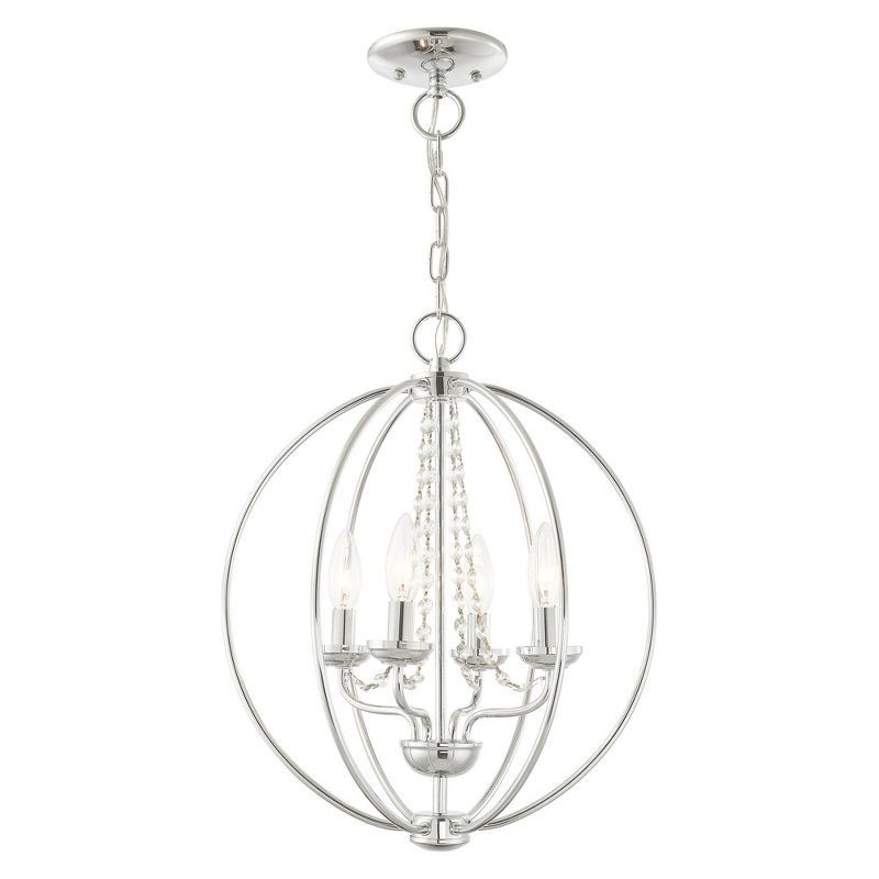 Polished Chrome Mini Orb Chandelier with Crystals
