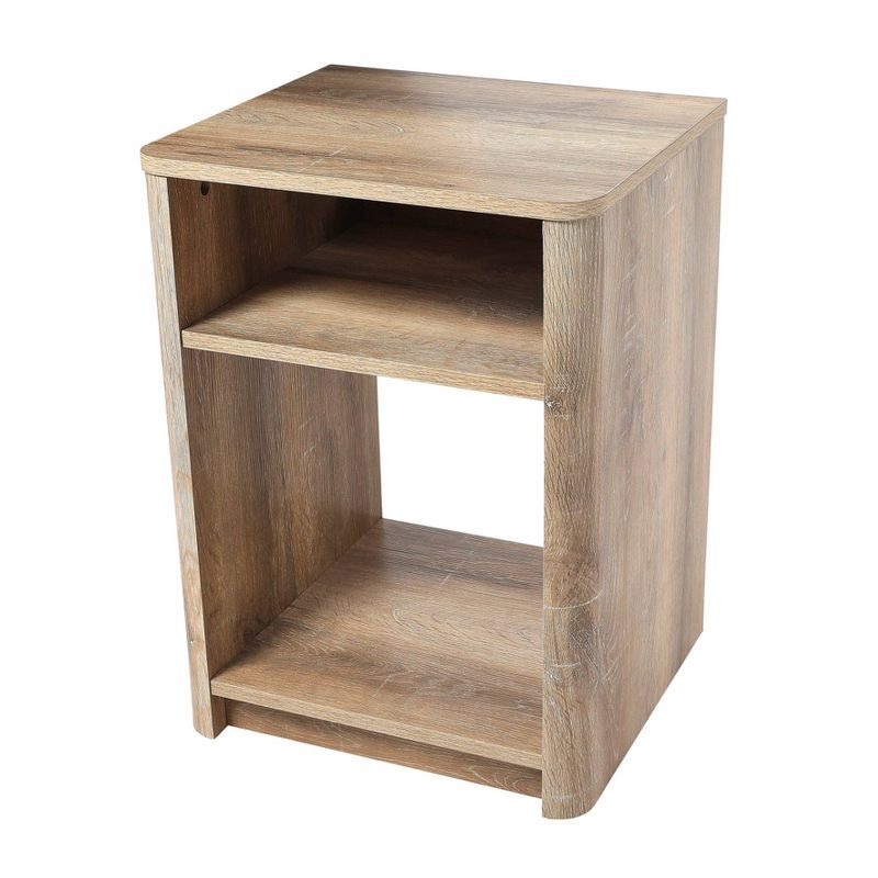 Coastal Oak Modern Farmhouse Nightstand with Storage Compartments