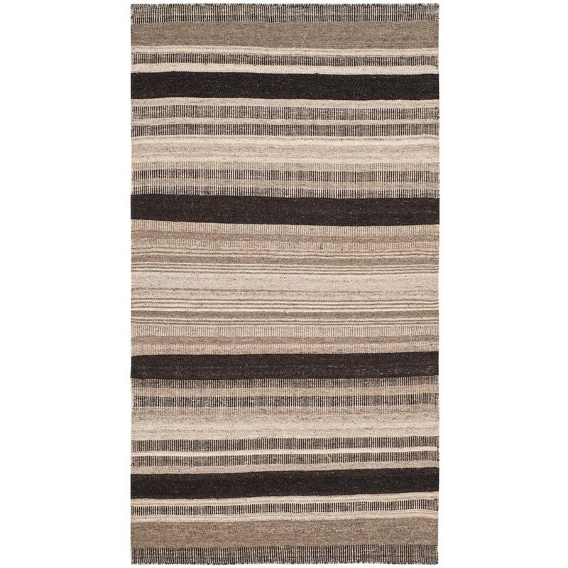 Handwoven Black Wool Dhurrie Area Rug, 3' x 5'