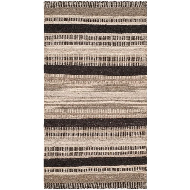 Handwoven Black Wool Dhurrie Area Rug, 3' x 5'