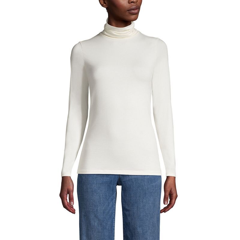 Ivory Lightweight Cotton Blend Long Sleeve Turtleneck