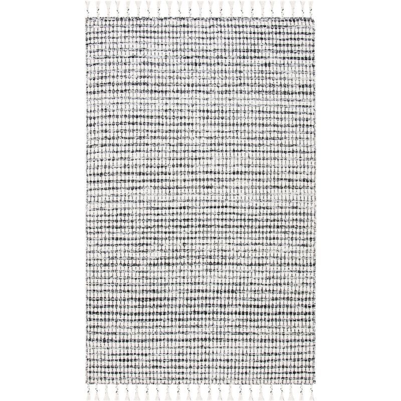 Gray and Ivory Handwoven Wool Silk Shag Rug 4' x 6'