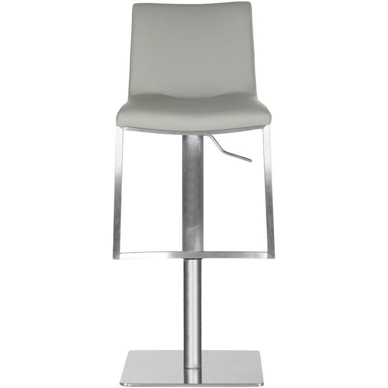 Gray Adjustable Swivel Bar Stool with Metal Base