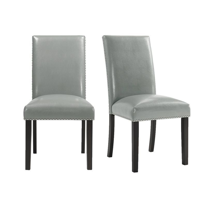 Gray Faux Leather Upholstered Parsons Side Chair Set