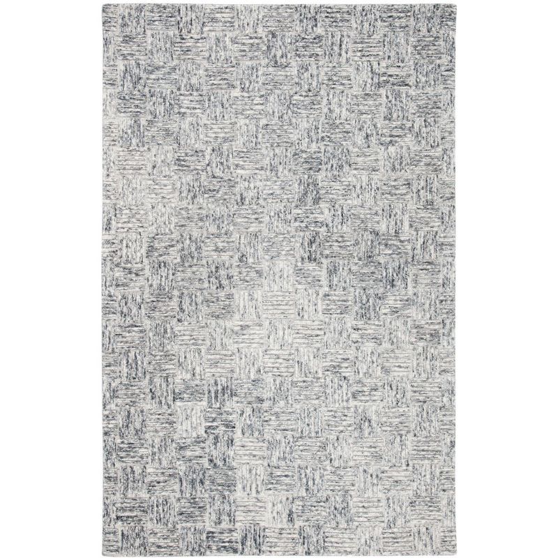 Gray Hand-Tufted Wool Rectangular Area Rug 5' x 8'