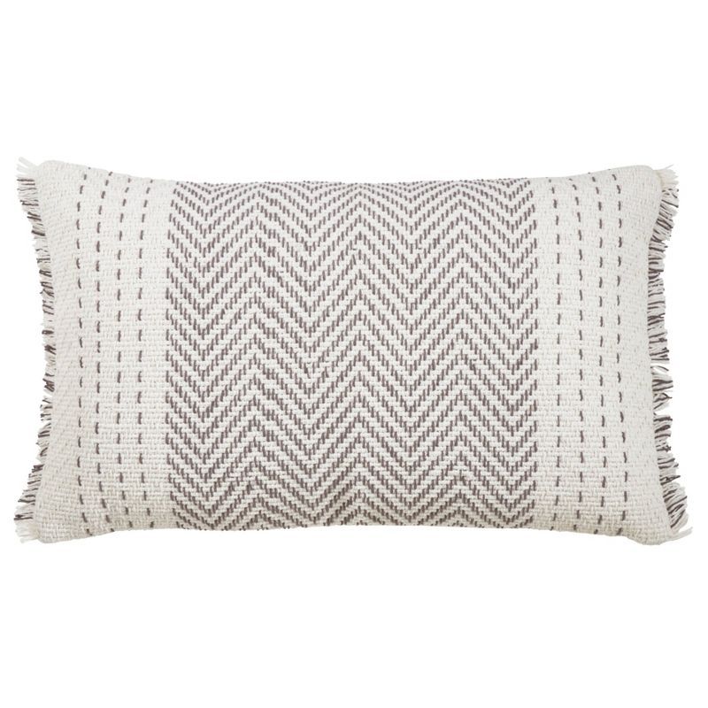 Eastern Influence Neutral Cotton Kantha Stitch Throw Pillow Cover