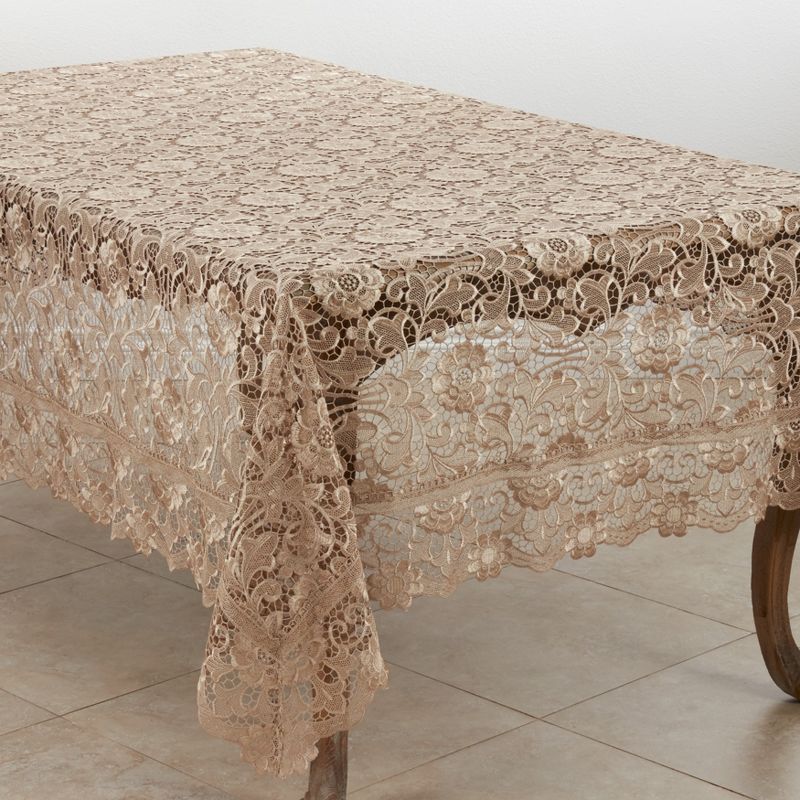 Ecru Rectangular Vintage Lace Fabric Tablecloth