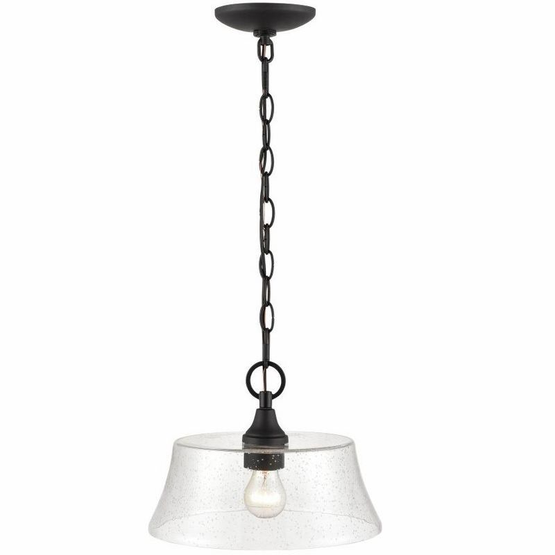 Caily Matte Black 11.5" Glass Pendant Light