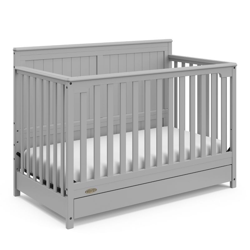 Pebble Gray 5-in-1 Convertible Crib with Storage Drawer