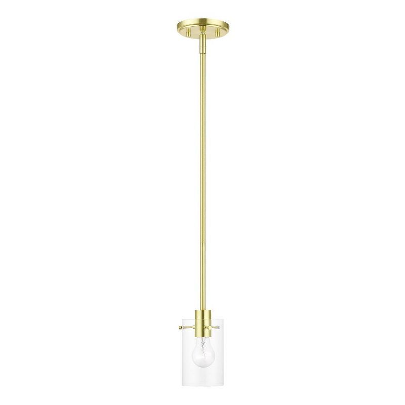 Munich Satin Brass 1-Light Pendant with Clear Glass Shade