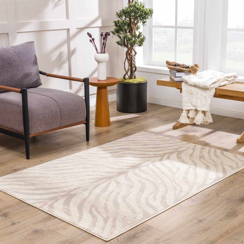 Manteca Light Gray and Taupe Zebra Print Area Rug 3'11" x 5'7"