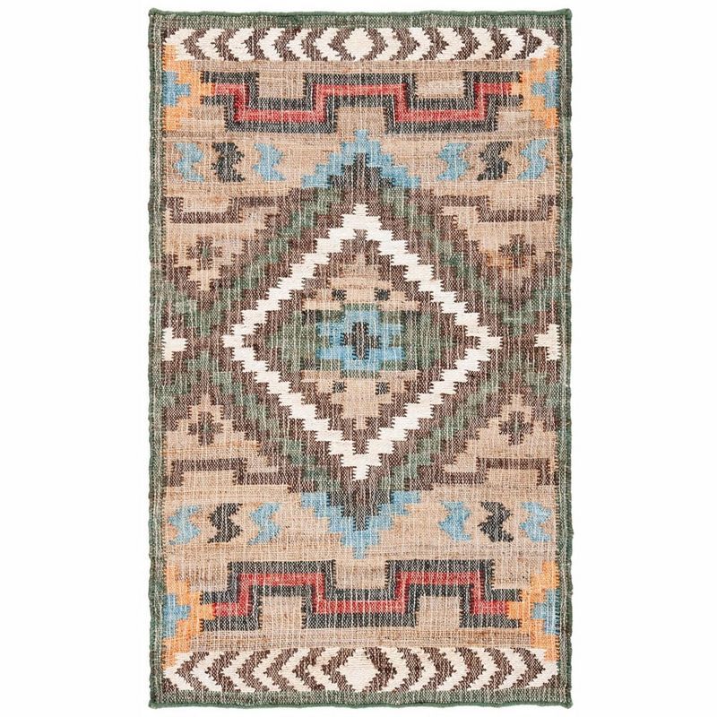 Handwoven Blue and Natural Geometric Kilim Area Rug