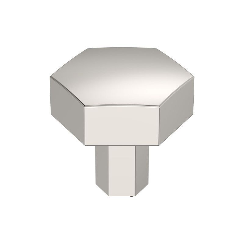 Polished Nickel Geometric Cabinet Knob, 1-1/4 inch