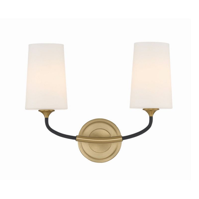 Niles Black and Gold 2-Light Sconce with White Glass Shades