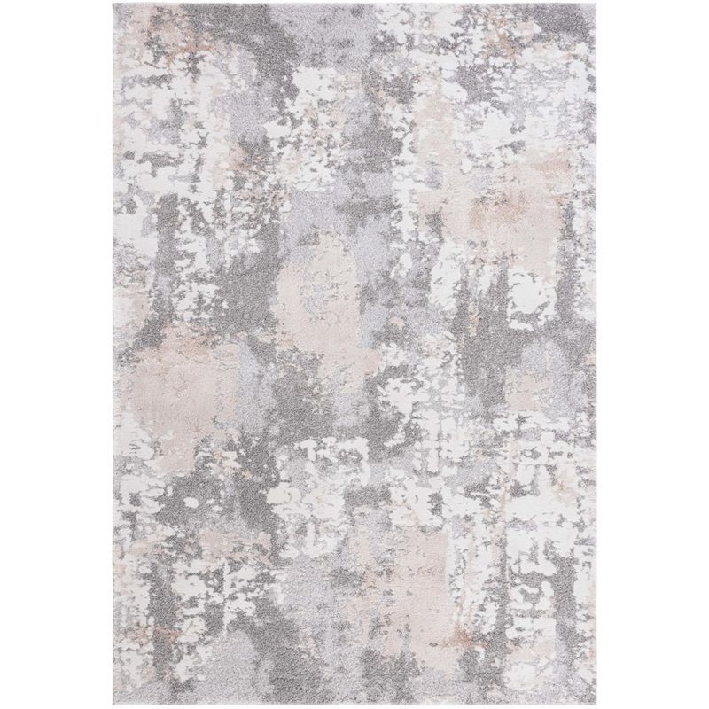 Beige and Grey Abstract Distressed Area Rug, 2'7" x 5'