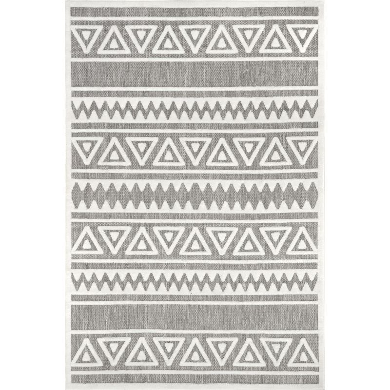 Gray Square Stain-Resistant Synthetic Area Rug