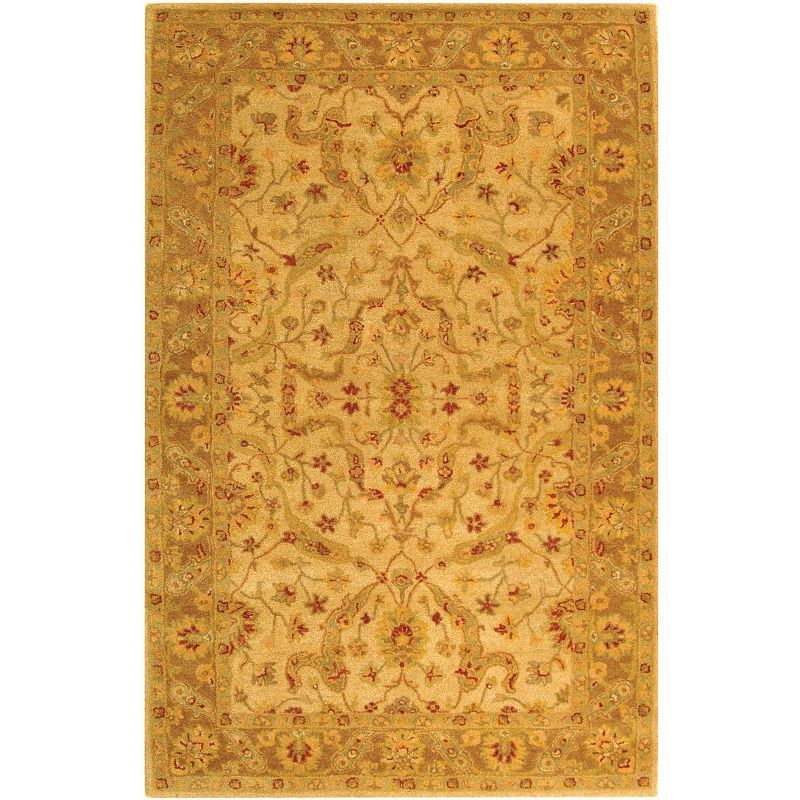 Ivory and Brown Hand-Tufted Wool Persian Area Rug