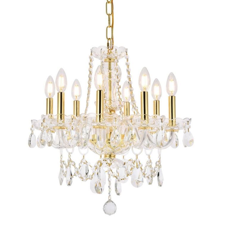 Princeton 8-Light Gold Chandelier with Clear Royal Cut Crystal