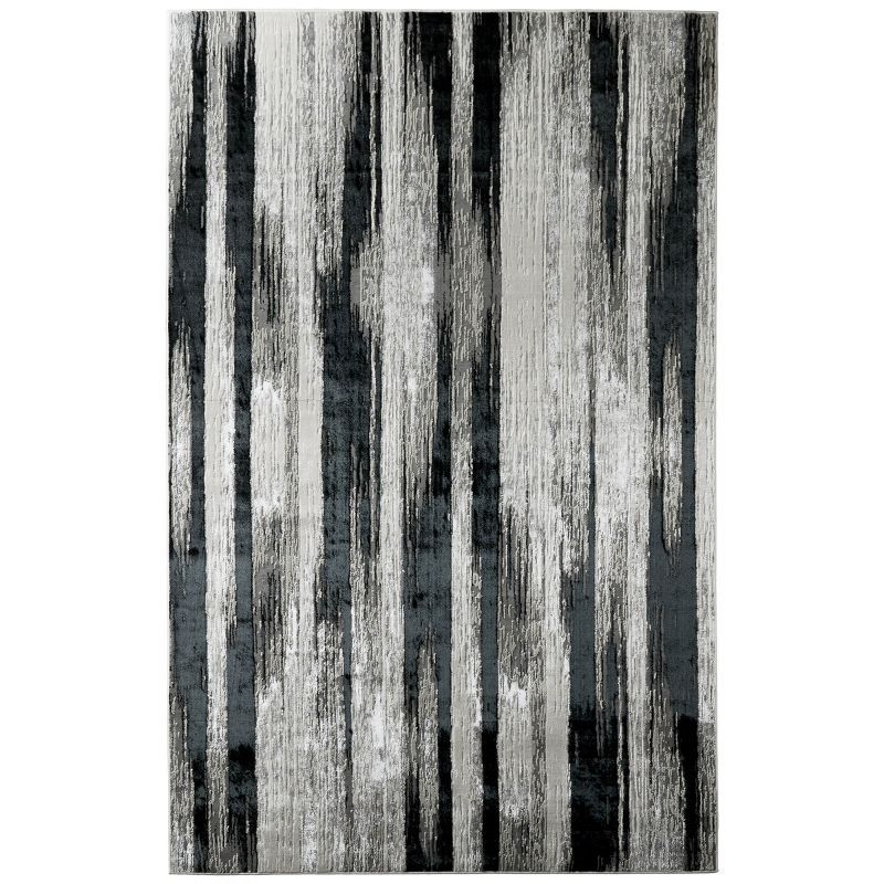 Micah Gray and Black Geometric Cotton Silk Area Rug