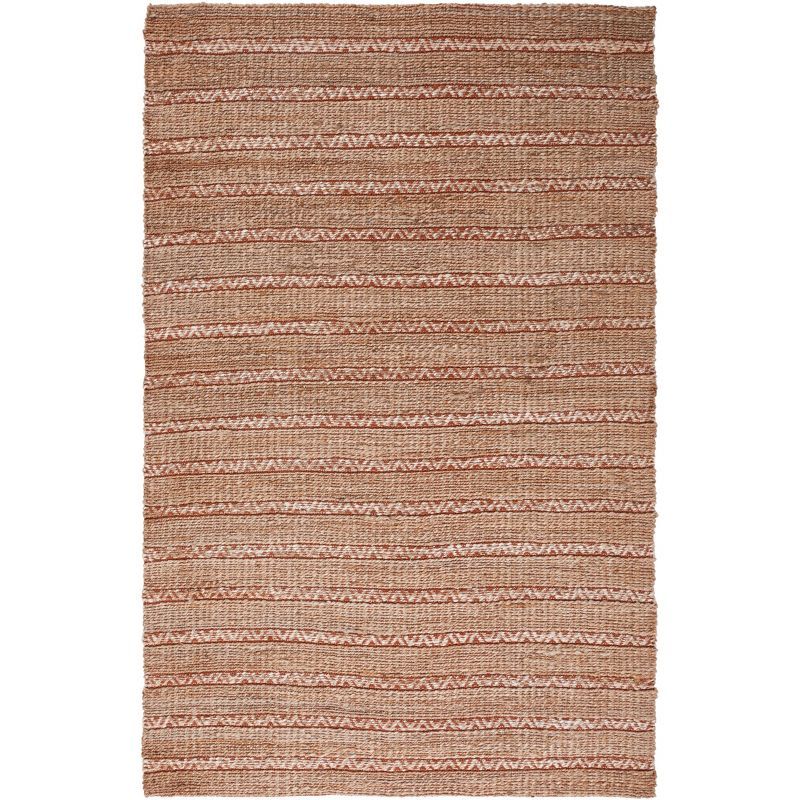 Rust and Natural Handmade Cotton Flat Woven Area Rug 4' x 6'