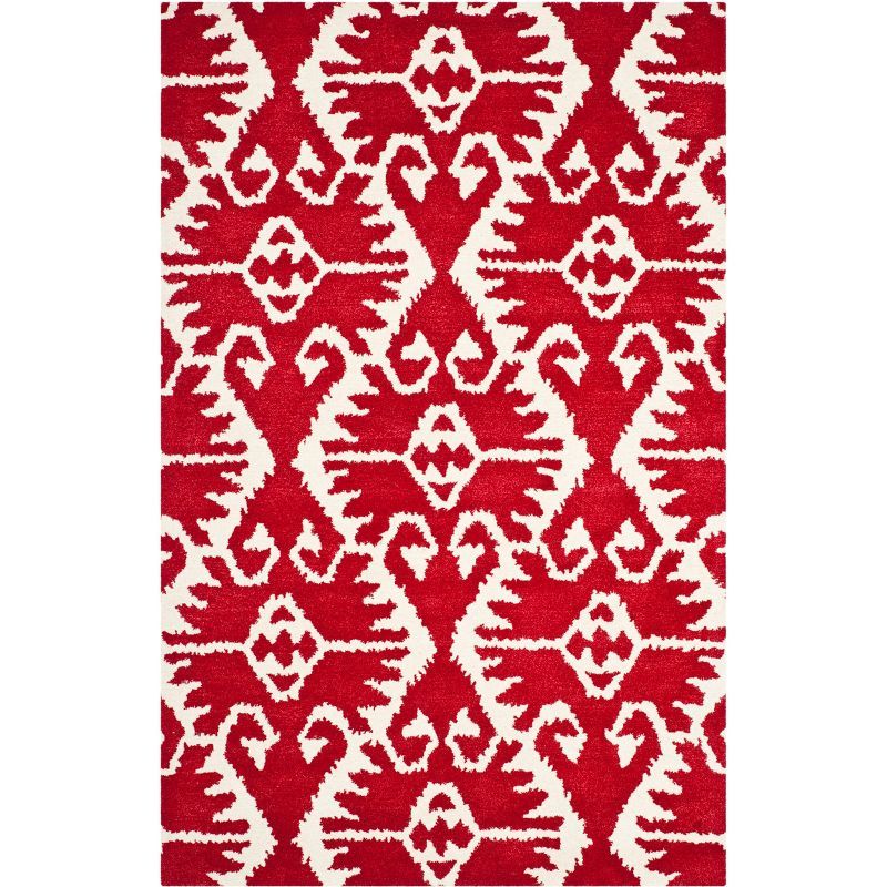 Wyndham Red and Ivory Hand-Tufted Wool Area Rug 5' x 8'