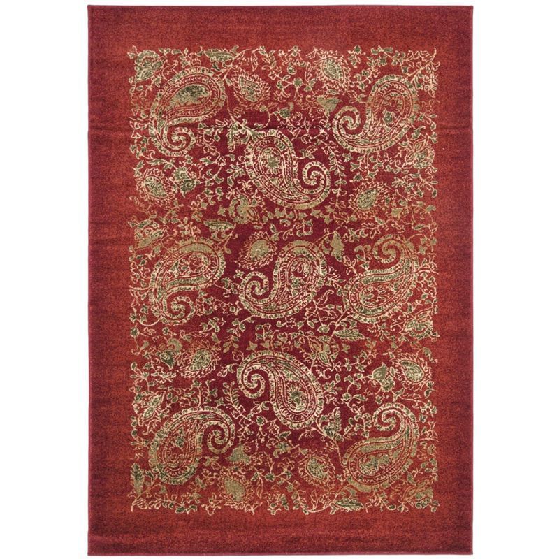 Lyndhurst Red and Multicolor Synthetic Rectangular Area Rug