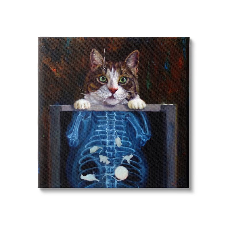 Funny Cat X-Ray Mice Canvas Wall Art, 30 x 30 Inches