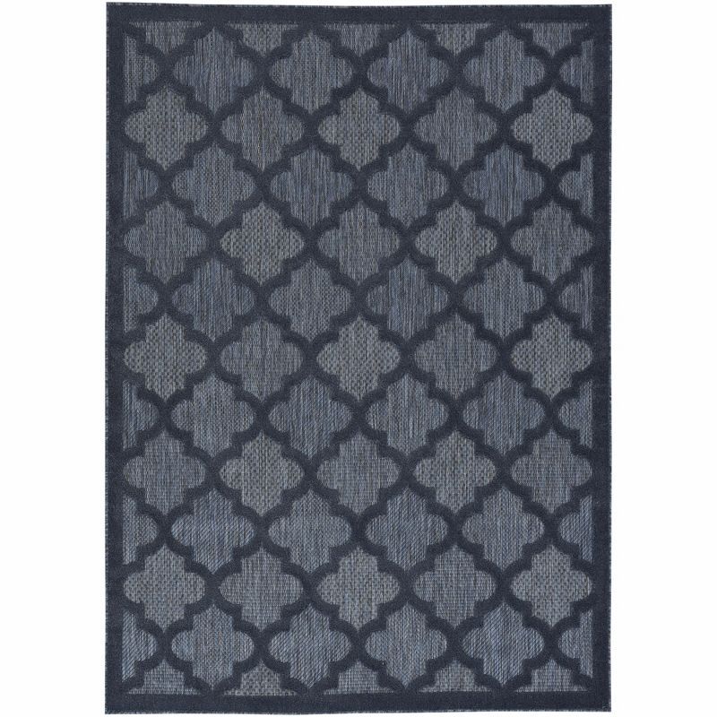 Navy Blue Trellis 5' x 7' Easy Care Rectangular Rug