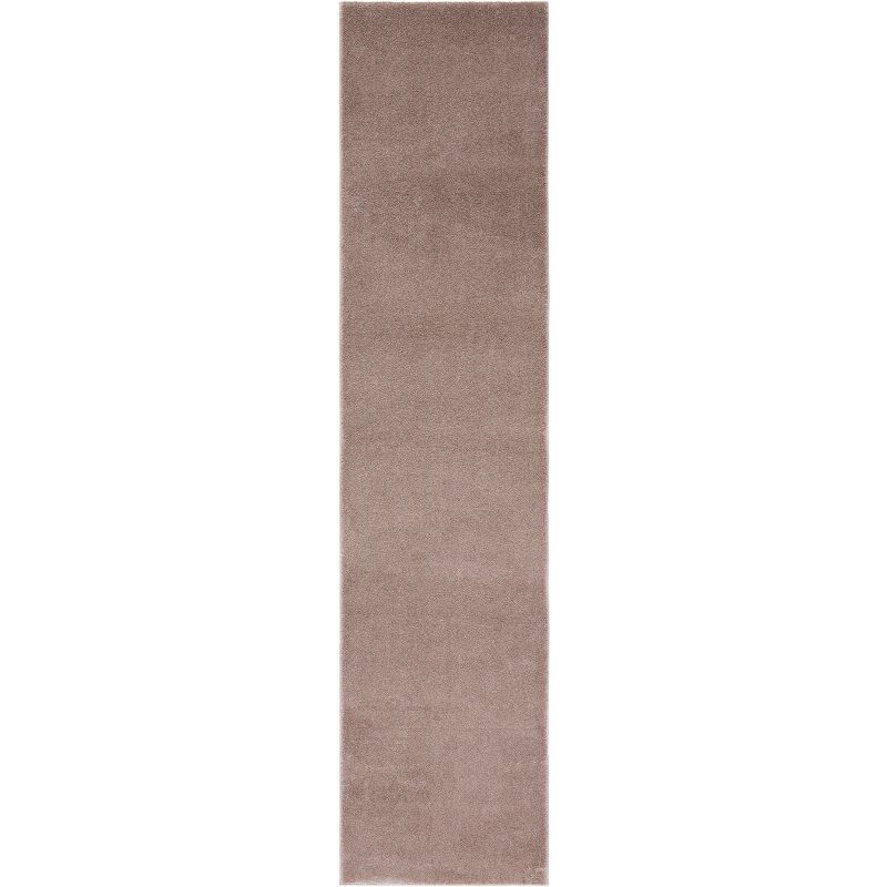 Taupe Hand-knotted Solid Synthetic Runner Rug