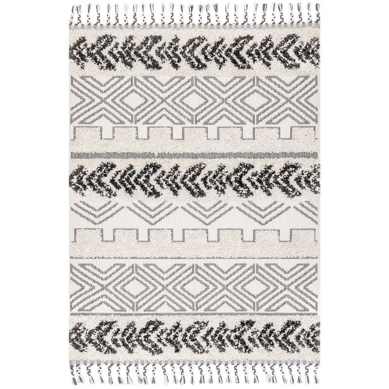 Braided Light Gray Square Shag Synthetic 5' x 8' Area Rug