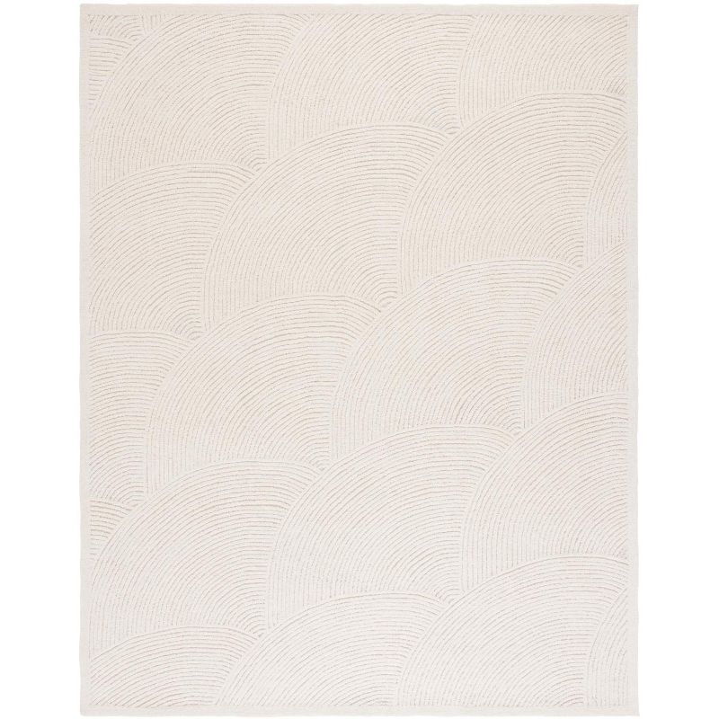 Ivory Geometric Handmade Wool 8' x 10' Area Rug