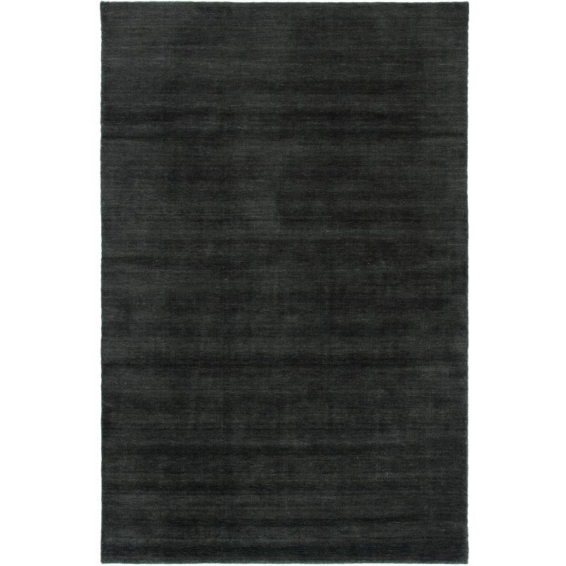 Charcoal Hand-Knotted Wool Rectangular Area Rug, 5' x 8'