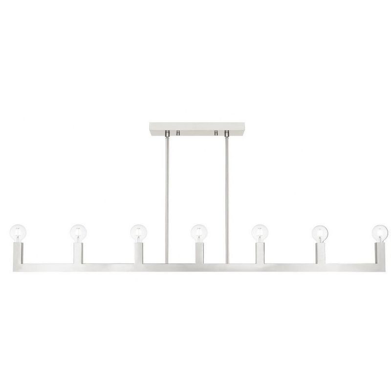 Brushed Nickel 7-Light Linear Chandelier with Tubular Arms