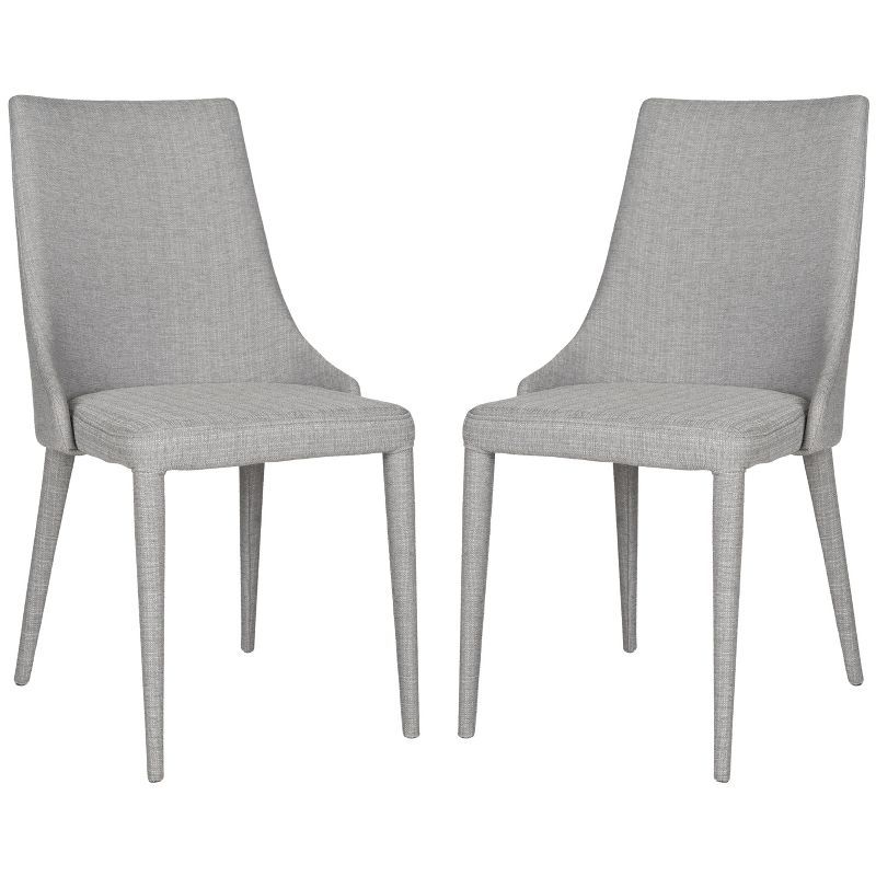 Summerset 36'' High Gray Linen Upholstered Side Chairs with Metal Legs