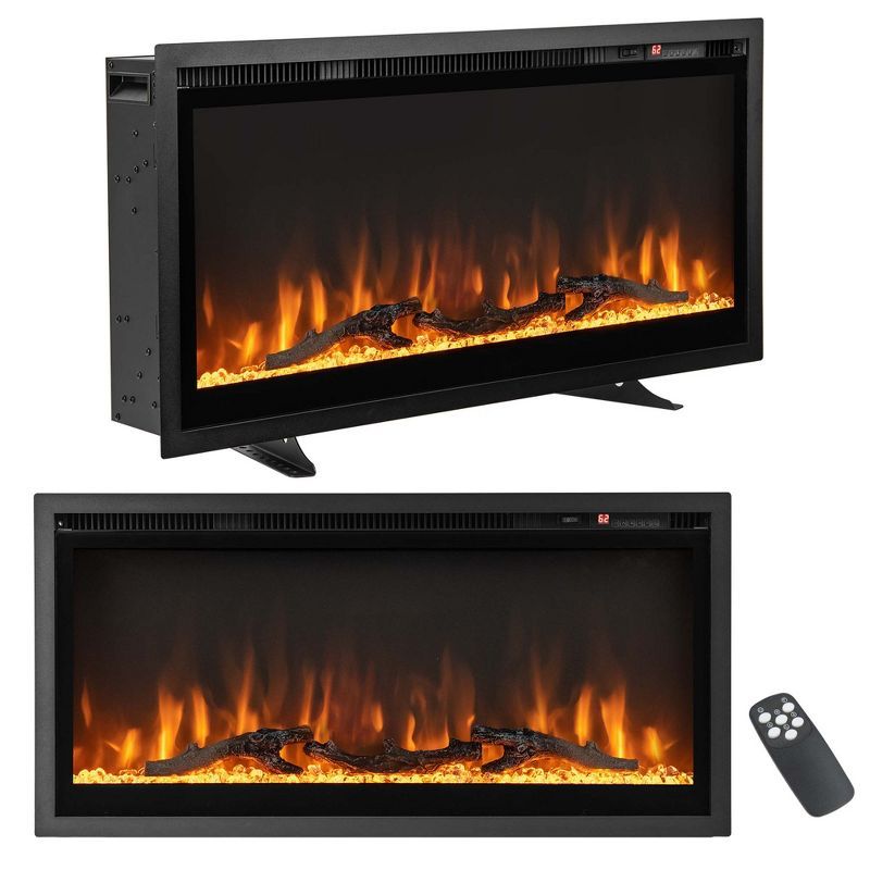 Costway 36'' Black Metal Electric Fireplace with Remote Control